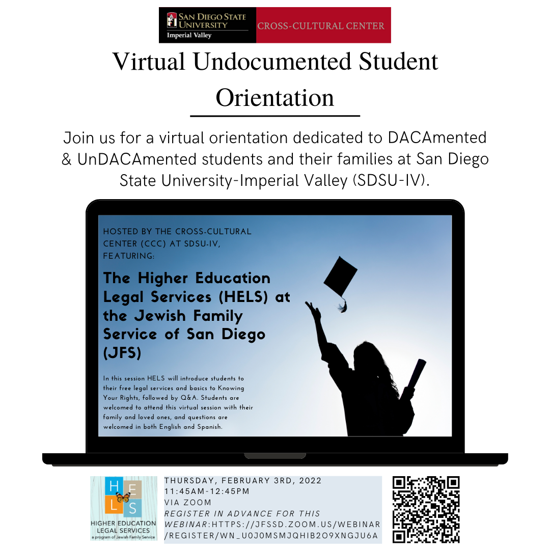 Virtual Undocumented Student Orientation Flyer