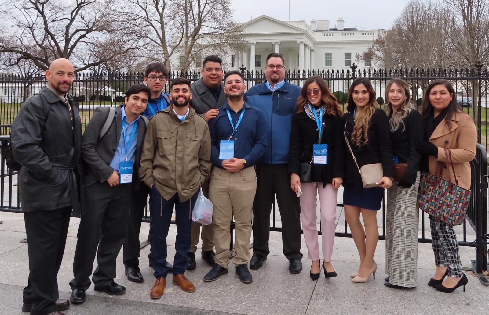 Students standing in front of White House