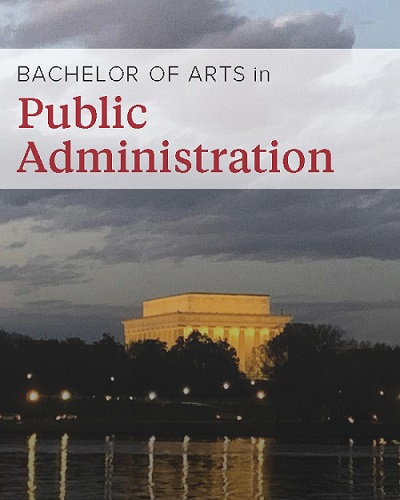 public administration brochure cover showing the Lincoln Memorial from far