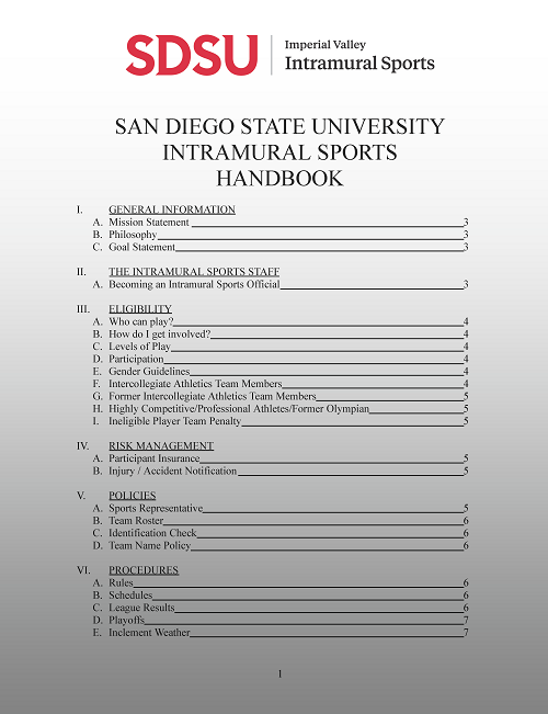 esports handbook table of contents