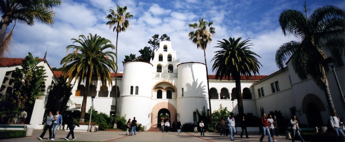 Arches of Hepner Hall in San Diego Campus