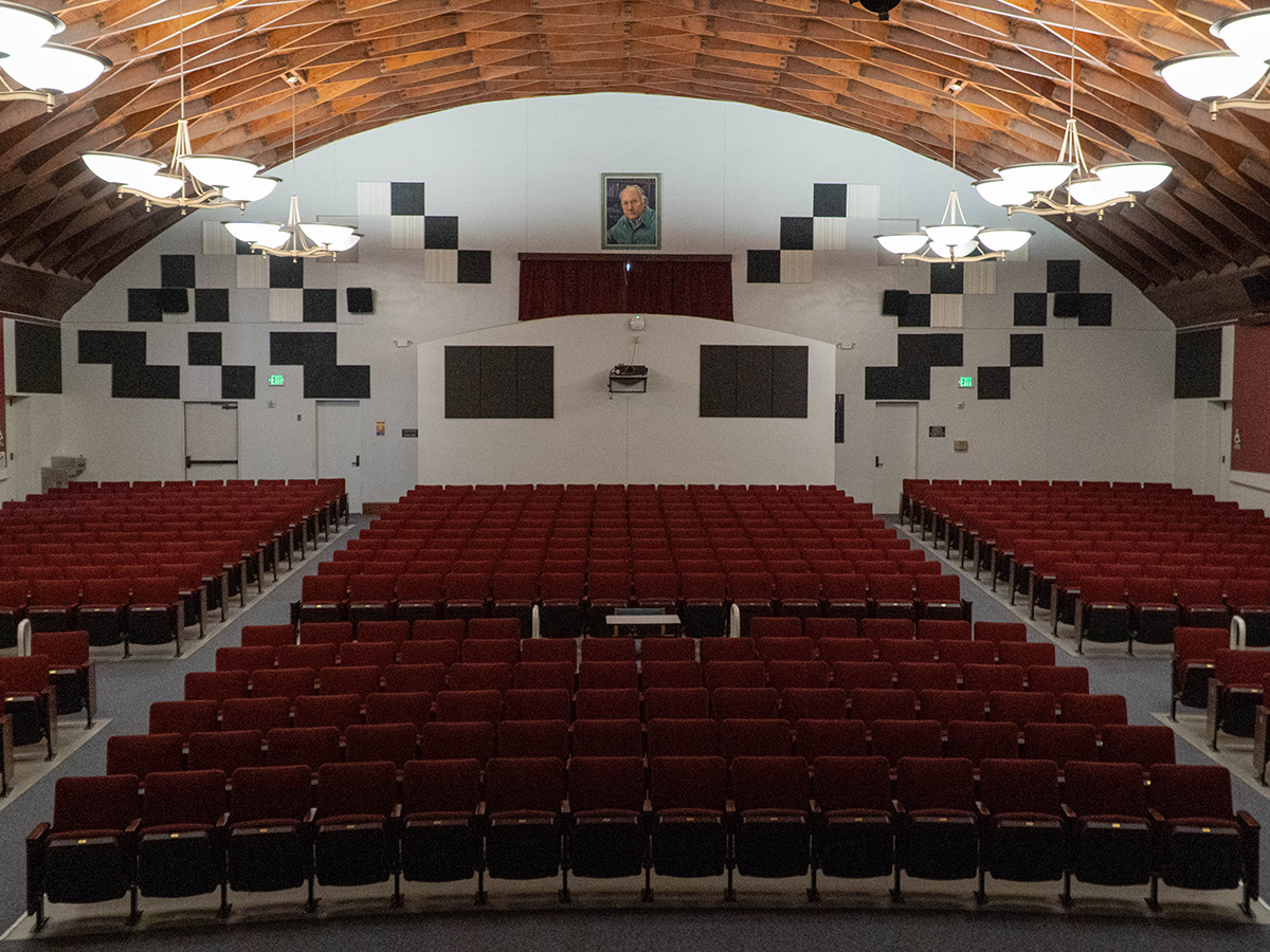 inside view of Rodney Auditorium from point of view of presenter