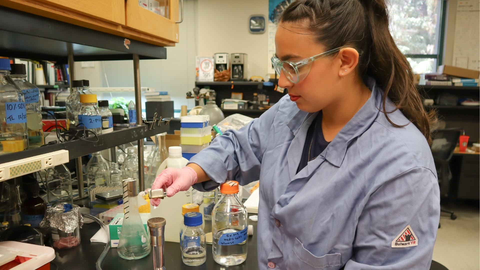 student in lab